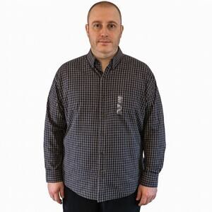 Van Heusen XXL Plaid Button Down Shirt Black Gray Stretch NWT